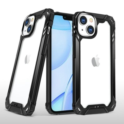 For Apple iPhone 14 PRO MAX 6.7" Clear Transparent Hybrid Case Cover - Clear PC + Black TPU