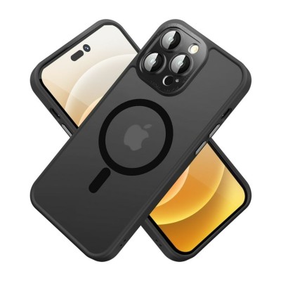 For Apple iPhone 14 PRO MAX 6.7" Complete Protection HQ Hybrid with Metal Tempered Camera Glass - Black