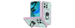 For Apple iPhone 14 PRO MAX 6.7" DISCOVER Ring Stand Hybrid With Slide Camera Cover Case - Teal/Pink