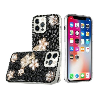 For Apple iPhone 14 PRO MAX 6.7" Deluxe Glitter Diamond Case Cover - Black