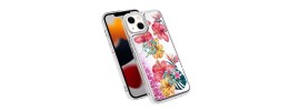 For Apple iPhone 14 PRO MAX 6.7" Design Water Quicksand Glitter Case Cover - Red Flower