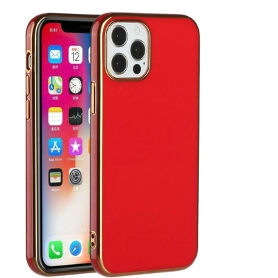 For Apple iPhone 14 PRO MAX 6.7" Electroplated Fashion Solid Color TPU Case Cover - Red