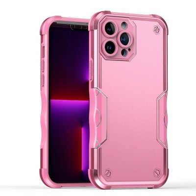 For Apple iPhone 14 PRO MAX 6.7" Exquisite Tough Shockproof Hybrid Case Cover - Pink