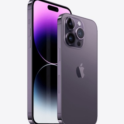 For Apple iPhone 14 PRO MAX 6.7" Flashy Diamond Leather Sticked On Hybrid with Chrome Camera Edge - Light Purple