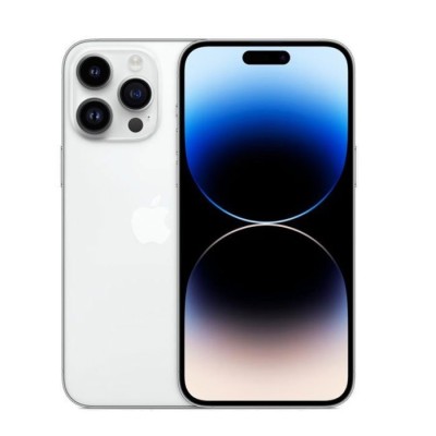 For Apple iPhone 14 PRO MAX 6.7" Flashy Diamond Leather Sticked On Hybrid with Chrome Camera Edge - White