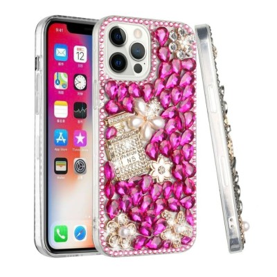For Apple iPhone 14 PRO MAX 6.7" Full Diamond with Ornaments Case Cover - Ultimate Multi Ornament Pink