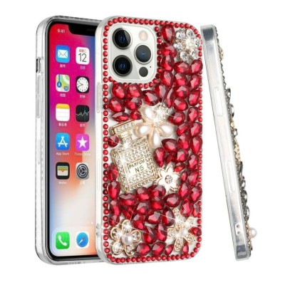 For Apple iPhone 14 PRO MAX 6.7" Full Diamond with Ornaments Case Cover - Ultimate Multi Ornament Red