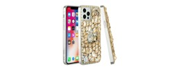 For Apple iPhone 14 PRO MAX 6.7" Full Diamond with Ornaments Hard TPU Case Cover - Gold Swan Crown Pearl