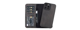 For Apple iPhone 14 PRO MAX 6.7" Multi-Functional Cards Slot Wrist Strap Vegan Leather Case Cover - Black
