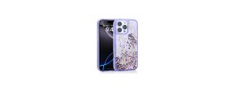 For Apple iPhone 14 PRO MAX 6.7" Happy Glitter Epoxy Smile Butterfly Ornaments Hybrid Case Cover - Dark Purple