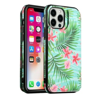 For Apple iPhone 14 PRO MAX 6.7" Luxury Side Magnetic Button Card ID Holder PU Leather Case Cover - Foral A