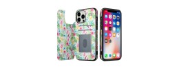 For Apple iPhone 14 PRO MAX 6.7" Luxury Side Magnetic Button Card ID Holder PU Leather Case Cover - Foral E