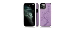 For Apple iPhone 14 PRO MAX 6.7" Luxury Side Magnetic Button Card ID Holder PU Leather Case Cover - Light Purple Butterfly Swirl