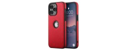 For Apple iPhone 14 PRO MAX 6.7" Luxury Side Magnetic Button Card ID Holder PU Leather Case Cover - Red