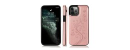 For Apple iPhone 14 PRO MAX 6.7" Luxury Side Magnetic Button Card ID Holder PU Leather Case Cover - Rose Gold Mandala Flower