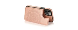 For Apple iPhone 14 PRO MAX 6.7" Luxury Side Magnetic Button Card ID Holder PU Leather Case Cover - Teal Mandala Flower