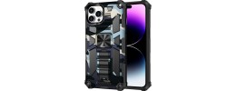 For Apple iPhone 14 PRO MAX 6.7" Machine Design Magnetic Kickstand Case Cover - Camo Blue