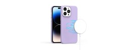 For Apple iPhone 14 PRO MAX 6.7" [Magnetic Circle] CD Pattern Transparent Rugged Hybrid - Purple