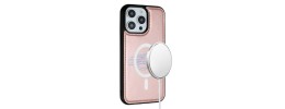 For Apple iPhone 14 PRO MAX 6.7" Magnetic Ring Compatible Deattachable PU Leather Hybrid Wallet Money Card Holder with Lanyard - Rose Gold