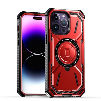 For Apple iPhone 14 PRO MAX 6.7" Magnetic RingStand Case Cover - Red
