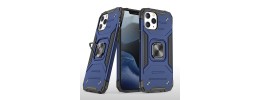 For Apple iPhone 14 PRO MAX 6.7" Mighty Zinc Oil Kickstand with UV Oil Premium Material Hybrid - Dark Blue
