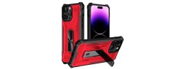 For Apple iPhone 14 PRO MAX 6.7" Mighty Zinc Oil Kickstand with UV Oil Premium Material Hybrid - Red