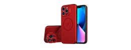 For Apple iPhone 14 PRO MAX 6.7" Multi-Functional Card Magnetic Ring Stand Hybrid Camera Case Cover - Red