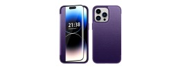 For Apple iPhone 14 PRO MAX 6.7" PU Leather Window Flap Case with Cover - Dark Purple