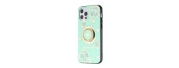 For Apple iPhone 14 PRO MAX 6.7" Passion Square Hearts Diamond Glitter Ornaments Engraving Case Cover - Good Luck Floral Teal