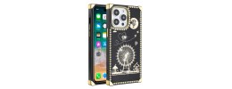 For Apple iPhone 14 PRO MAX 6.7" Passion Square Hearts Smiling Diamond Ring Stand Case Cover - Black