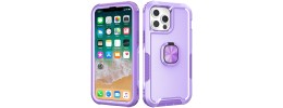 For Apple iPhone 14 PRO MAX 6.7" Passion Square Hearts Smiling Diamond Ring Stand Case Cover - Purple