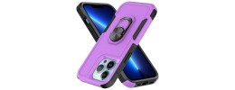 For Apple iPhone 14 PRO MAX 6.7" Perfect Tough Thick Hybrid With Metal Ring Stand Cover Case - Purple