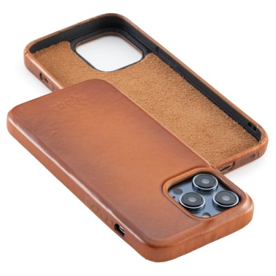 For Apple iPhone 14 PRO MAX 6.7" Plain Premium Leather With Ring Stand Square Passion Heart Case Cover - Brown