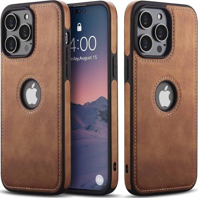 For Apple iPhone 14 PRO MAX 6.7" Premium PU Leather Square Heart Hybrid Case - Brown