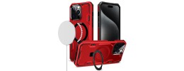For Apple iPhone 14 PRO MAX 6.7" Robust Magnetic Kickstand Hybrid Case Cover - Red