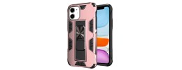For Apple iPhone 14 PRO MAX 6.7" Rockstar Machine Magnet Mount Friendly Kickstand Case Cover - Black/Hot Pink