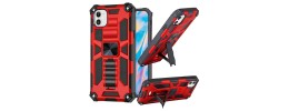 For Apple iPhone 14 PRO MAX 6.7" Rockstar Machine Magnet Mount Friendly Kickstand Case Cover - Black/Red