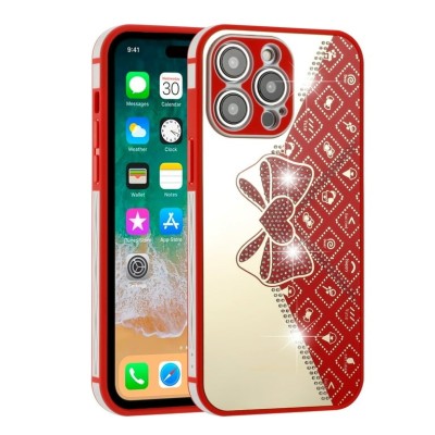 For Apple iPhone 14 PRO MAX 6.7" SPLENDID Glitter BOW Design TPU Case Cover - Red