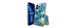 For Apple iPhone 14 PRO MAX 6.7" SPLENDID Glitter Good Luck Floral Design TPU Case Cover - Blue