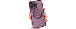 For Apple iPhone 14 PRO MAX 6.7" SQUARE Passion Glitter Diamond Ring Stand Case Cover - Heart Design Purple