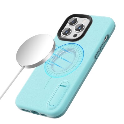 For Apple iPhone 14 PRO MAX 6.7" Skin Touch Feel HQ [Magnetic Circle] Kickstand Hybrid - Blue