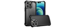 For Apple iPhone 14 PRO MAX 6.7" Transparent Clear Hybrid with Matching Metal Buttons and Camera Protection - Black