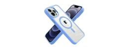 For Apple iPhone 14 PRO MAX 6.7" Two Tone Transparent Glitter Chrome Shockproof Case Cover - Blue