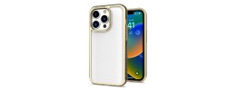 For Apple iPhone 14 PRO MAX 6.7" Two Tone Transparent Glitter Chrome Shockproof Case Cover - Smoke