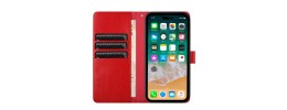 For Apple iPhone 14 PRO MAX 6.7" Wallet Premium PU Vegan Leather ID Multiple Card Holder Money with Strap - Red