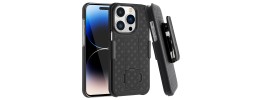 For Apple iPhone 14 PRO MAX 6.7" Weave Premium 3in1 Combo Holster Kickstand Case Cover - Black