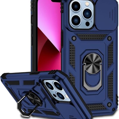 For Apple iPhone 14 PRO MAX 6.7" Well Protective Magentic Ring Stand Camera Protective Cover Case - Blue