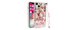 For Apple iPhone 14 PRO MAX 6.7" Superior RoseGold Chromed Edge IMD Ring Stand Design Case Cover - C