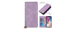 For Apple iPhone 14 PRO MAX 6.7" Wallet Premium PU Vegan Leather ID Card Money Holder with Magnetic Closure - Purple