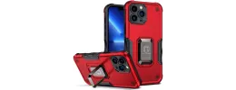 For Apple iPhone 14 PRO 6.1" Robust Magnetic Kickstand Hybrid Case Cover - Red